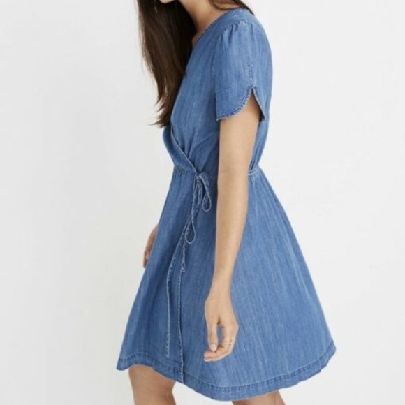 NWT Madewell Denim Wrap Spring Dress Small - Picture 2 of 11